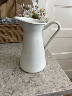 White enamel vase pitcher $10