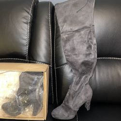 Thigh High Heeled Boots Dark Grey Women’s Size 11 