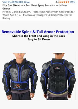 Kids Dirt Bike Armor Suit Chest Spine Protector with Knee Guards PP shell 7 mm EVA foam，Motorcycle Armor with Knee Pads for Youth Age 3-15， Motocross 