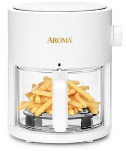 Aroma Housewares Glass Air Fryer and Countertop Convection Oven with Powerful 360Crispyâ„¢ Technology (3 Quart), White