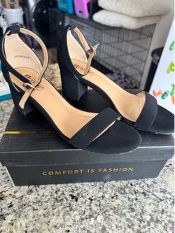 AD!FU Black Block Heel Ankle Strap Sandals Women’s Size 7