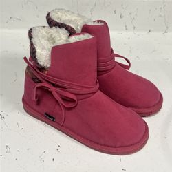 Muk Luk Kids Boots Girls Size 1 Pink Orange Faux Fur Lining
