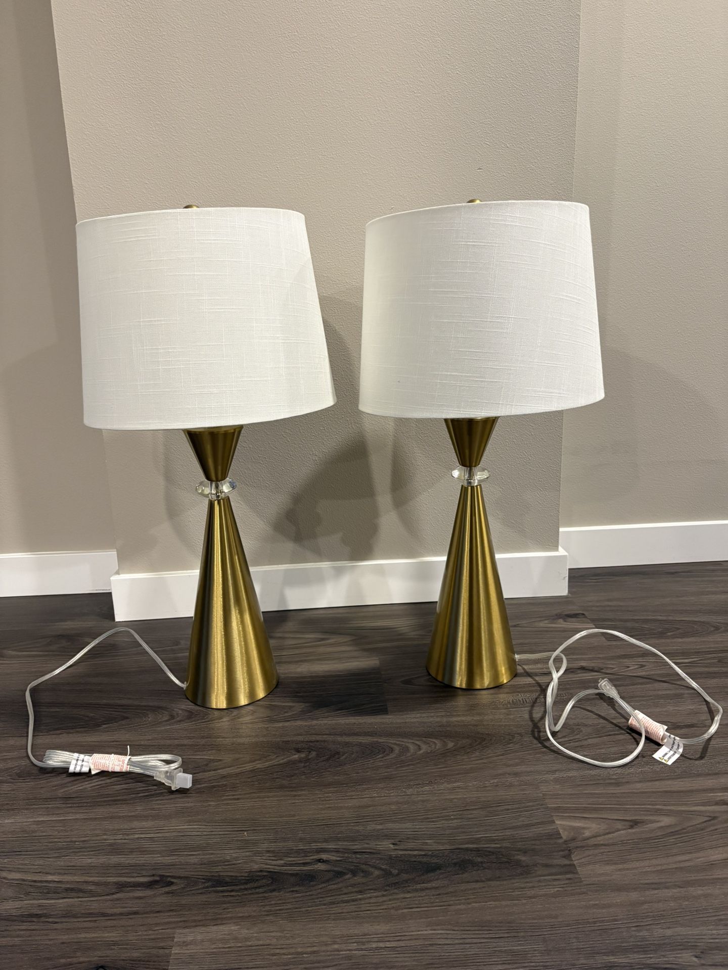 Set of 2 Modern Gold Table Lamps – Brand New