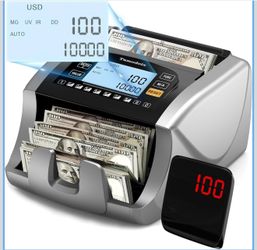 Money Counter Machine Dollar, Euro, MXN(Plastic Bills) Bill Counter(Can't Count Mixed denominations), UV/MG/IR/DD/DBL/HLF/CHN Counterfeit Detection Mo