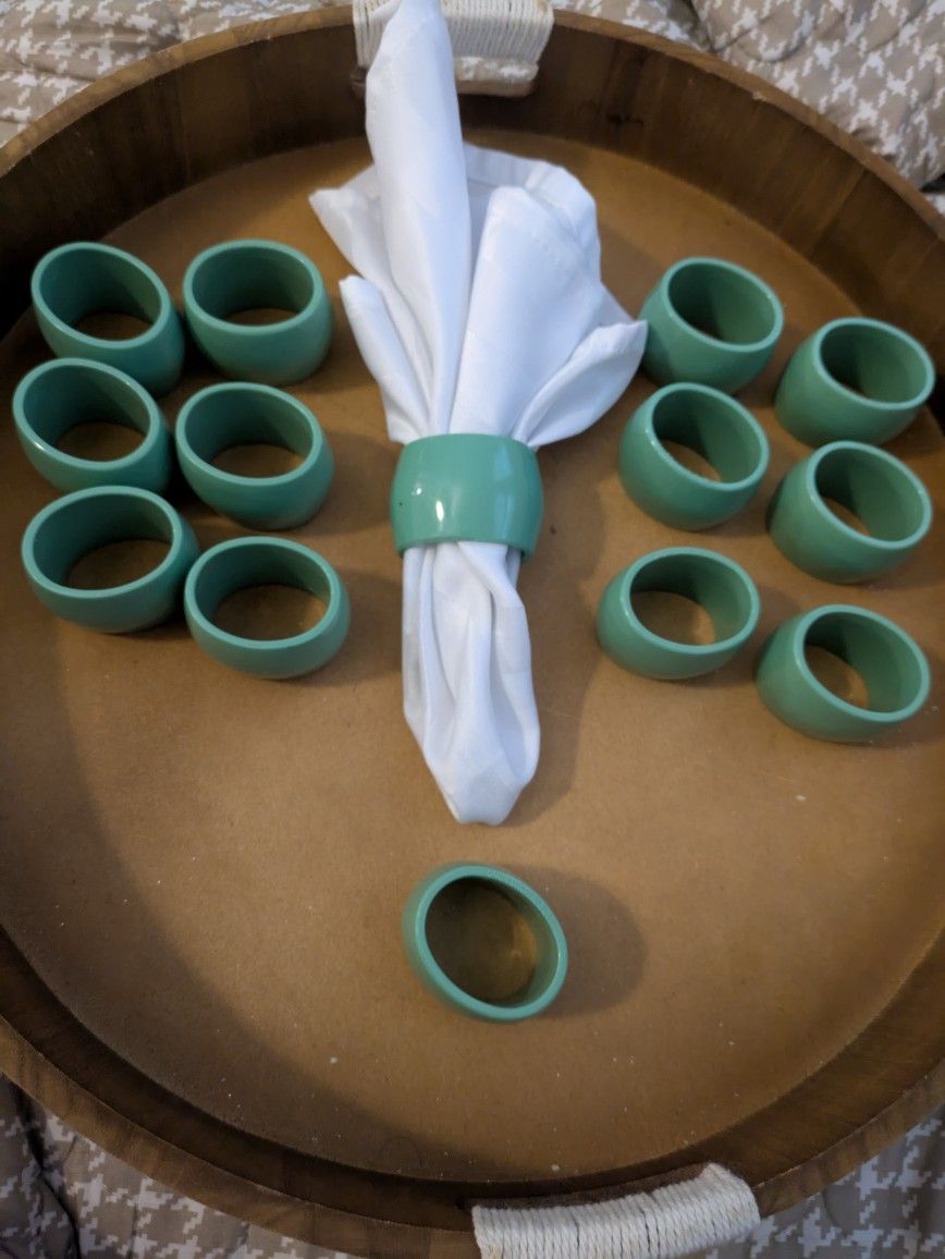 14 Aqua Green Napkin Rings