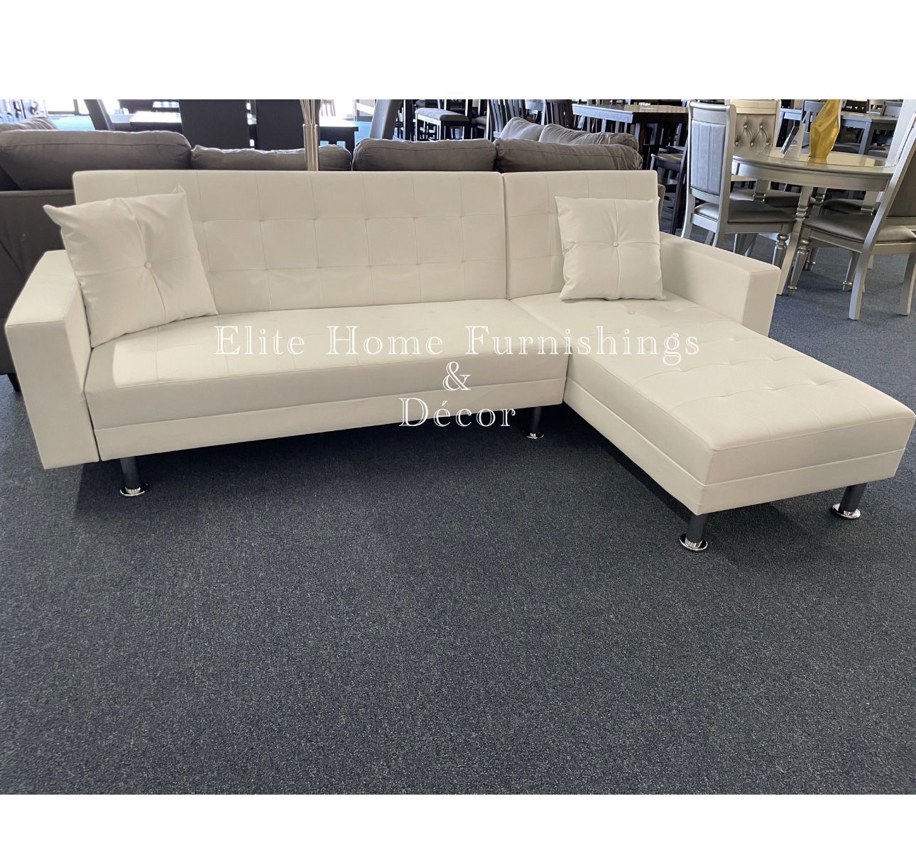 White Faux Leather Recliner Sectional