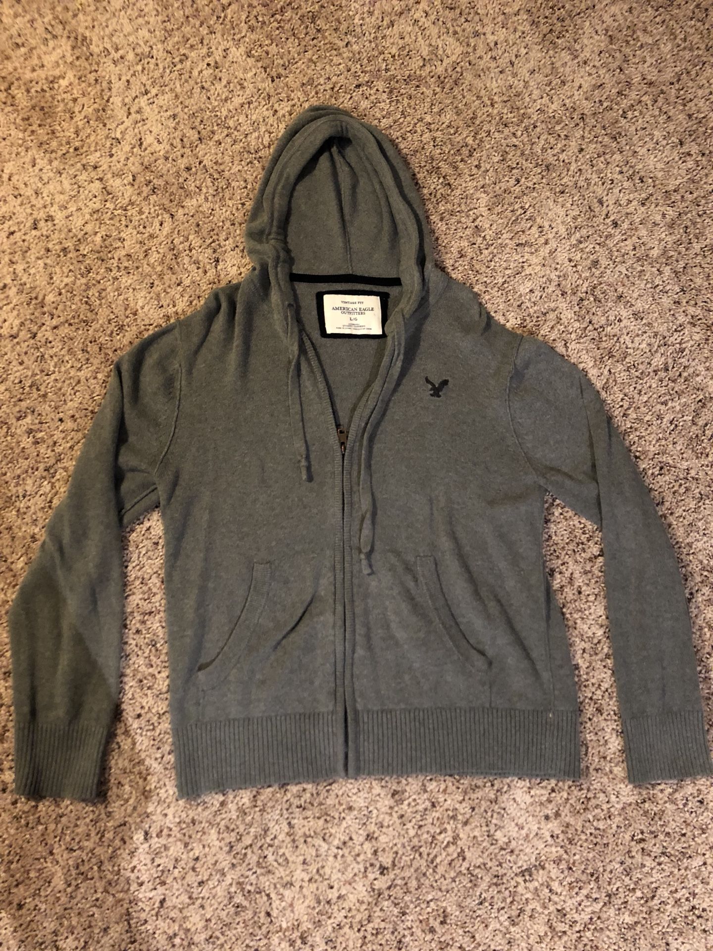 Large American Eagle Hooded Long Sleeve Shirt