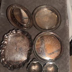 Antique vintage sterling silver platters dishes All for one price