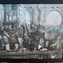 Scarface Gangsters Art: Framed Black and White Art Print