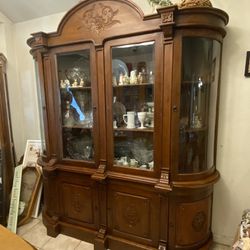 Old Antique China Cabinet  Hutch 