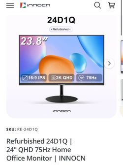 Refurbished 24D1Q | 24" QHD 75Hz Home Office Monitor | INNOCN