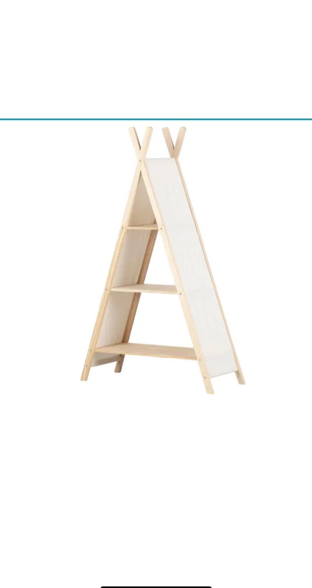 South Shore Sweedi Teepee 3 tier Shelving Unit-Natural Cotton and Pine