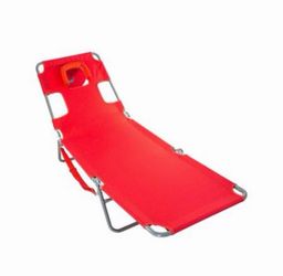 Ostrich The Original Chaise Lounge, Facedown Beach Pool Tanning Chair, Red