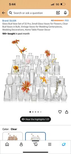 NEW 32 Piece Glass Flower Vase