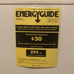 (Free) kenmore 7.2 cubic feet chest freezer with manual defrost