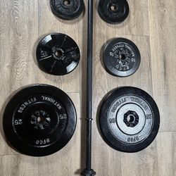 BRAND NEW 6 ft Standard Bar With Pairs Of 25s, 10s And 5s. (Total: 100 lbs)