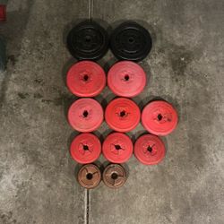 100lb/46kg Of 1in Weight Plates For Powerlifting, Weightlifting, Working Out, Home Gym, Commercial Gym, Fitness Exercise