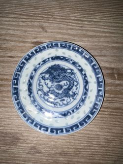 Blue and White Porcelain Ceramic Plate