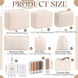 New Beige Travel Packing Organizer Set - $10