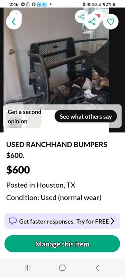 Used Ranchhand BUMPERS $600.00