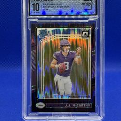 J.J. McCarthy Purple Shock Rated Rookie – Arena Club 10 – Color Match🔥