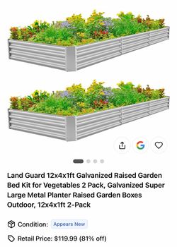 Land Guard Galvanized Raised Garden Bed Kit 2-Pack