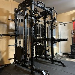 PRO SERIES Ultimate 3-1 Half Rack Functional Trainer w/Smith Machine Bar | 400lb Stack | Gym Equipment | Fitness | Commercial | Squat Rack 