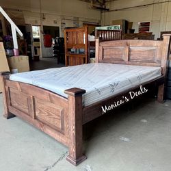Full Solid Wood Bed With Memory Foam Mattress $460