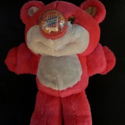 Vintage 1980s Vibrant Pink Popcorn Bear