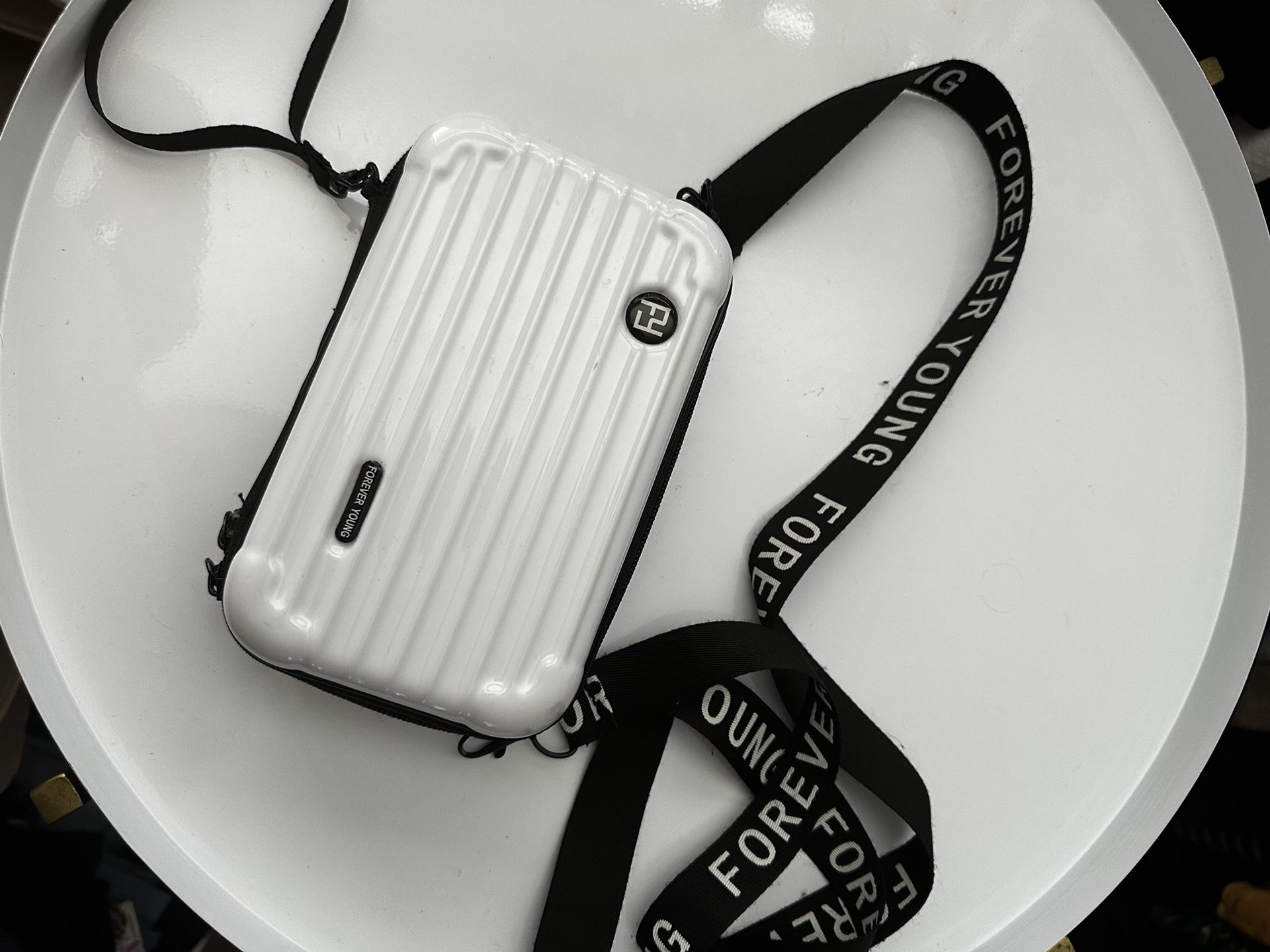 Mini White Forever Young Hard Case Cross Body