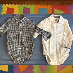 Carter's Toddler Boy Button-Down Shirt Size 18 Months Set Of 2 With Snaps