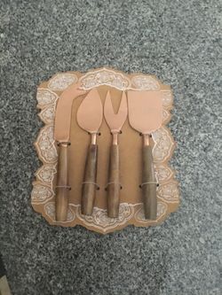 Brand New Artistic Accents 4 - piece copper cheese, knife set / charcuterie cutlery, or serving set