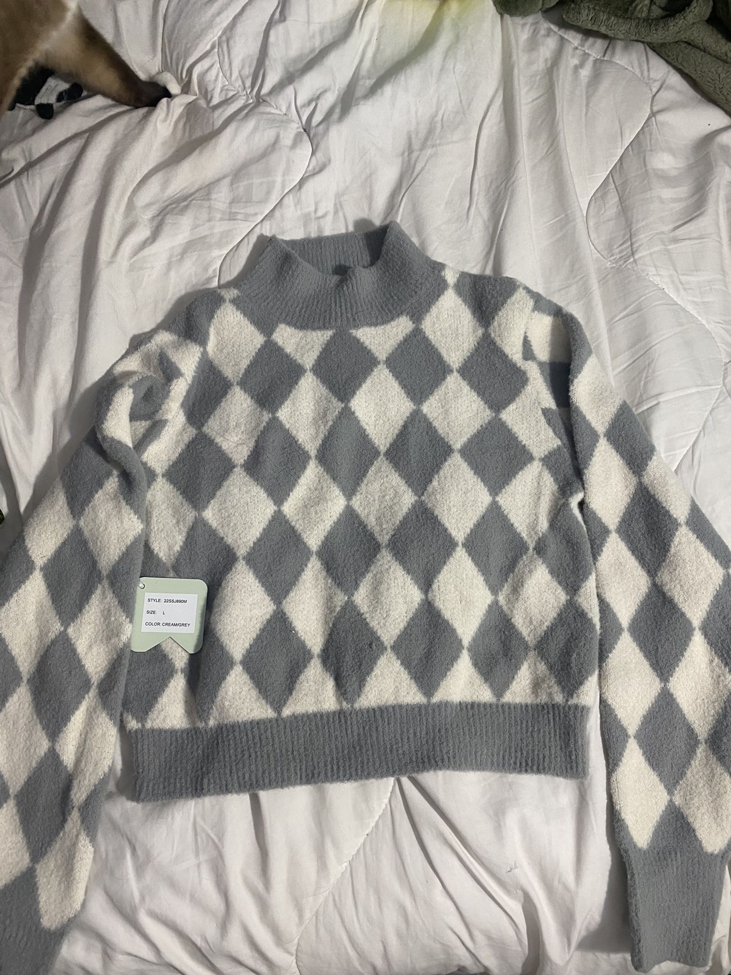 soft checkered sweater