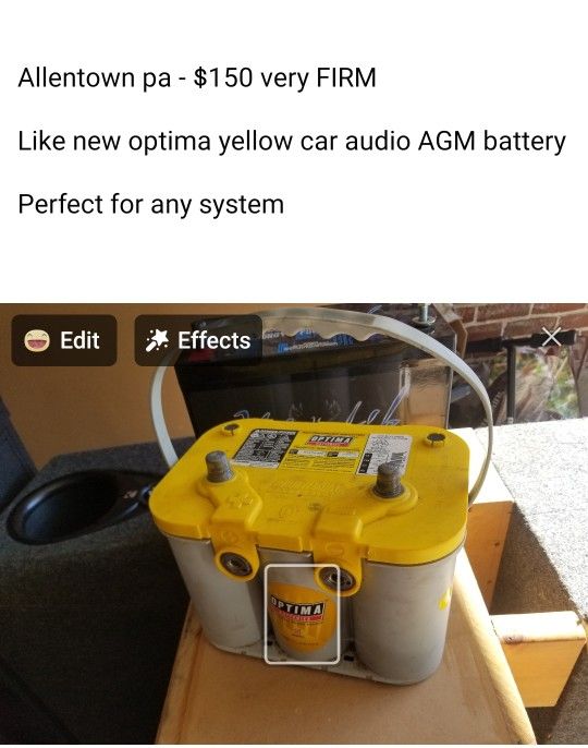 Optima Yellow Car Audio Battery