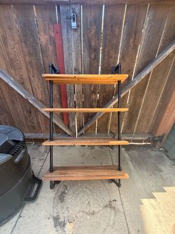 Steampunk Style Wood and Metal Shelf