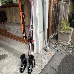 Snow Skis, Boots, And Bindings.