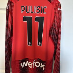 Puma AC Milan Pulisic 2023/24 Home Long Sleeve Soccer Jersey Size Medium New