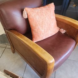 Large Wooden Leather Chair