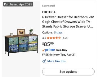 Van Gogh printed dresser