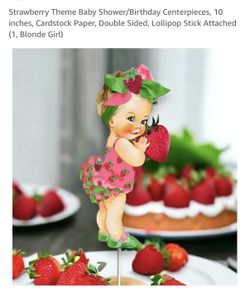 Strawberry Theme Baby Shower/Birthday Centerpieces, 10 inches, Cardstock Paper, Double Sided