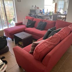 3 Piece Red Couch $100