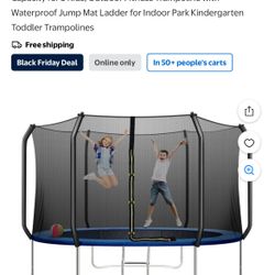 10FT Trampoline for Kids,Outdoor Trampoline with Basketball Hoop,Heavy-Duty Trampoline with Safety 