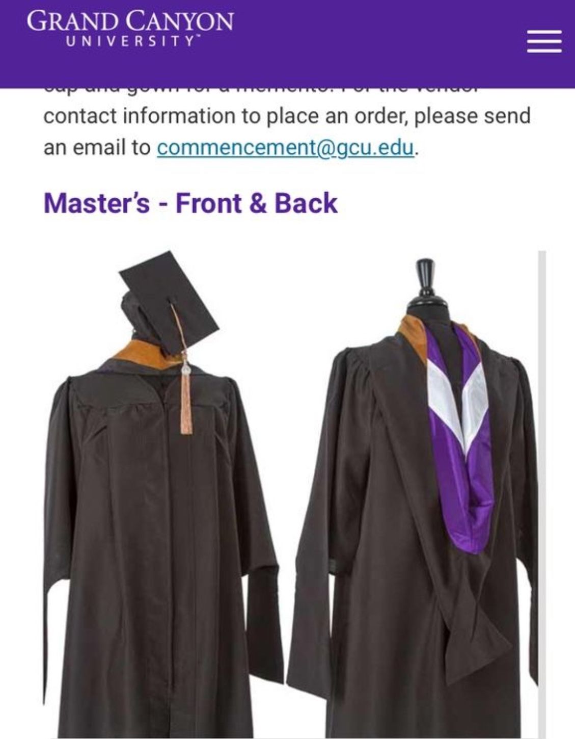 GCU graduate Cap Tassle And Gown