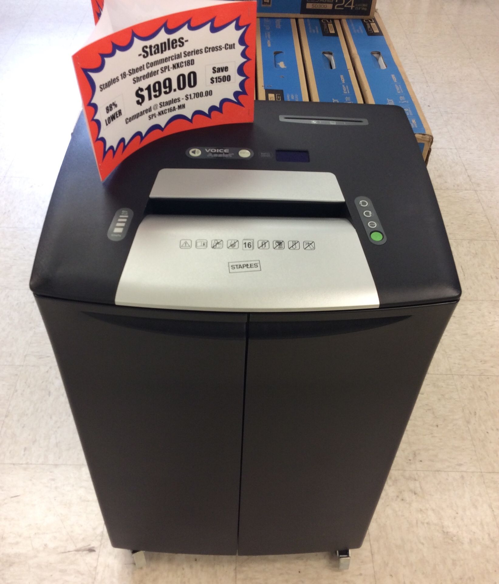 Staples 18-sheet commercial series cross-cut shredder (spl-nxc18d)