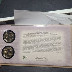 Presidential $1 P & D, First Day Coin Cover Set, Abraham Lincoln, P36
