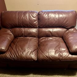 Leather Couch & Ottoman 