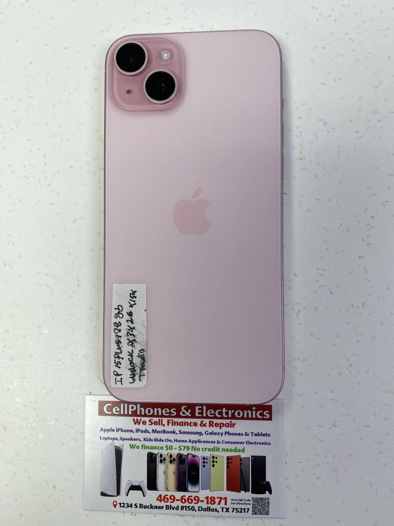 IPHONE 15 PLUS 128GB PINK UNLOCKED ON PAYMENTS WITH JUST $50 DOWN