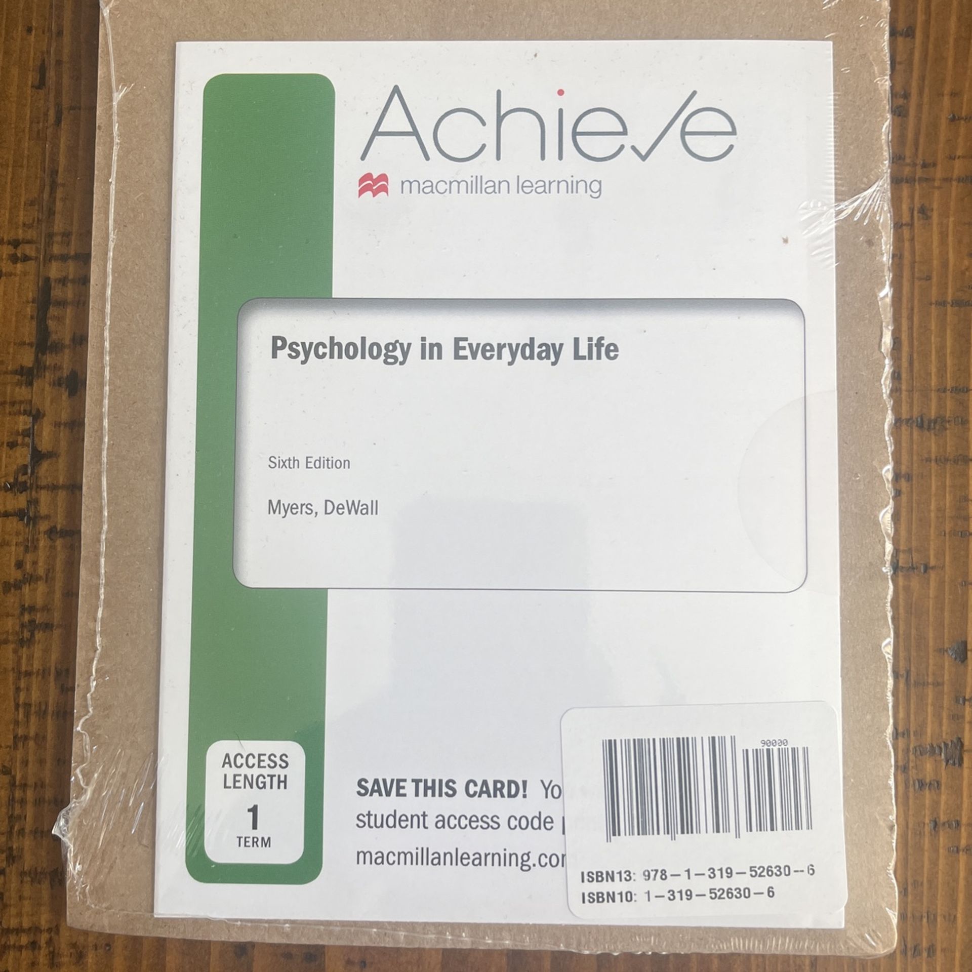 Achieve Macmillan Learning PSYCHOLOGY IN EVERYDAY LIFE by Myers, DeWall