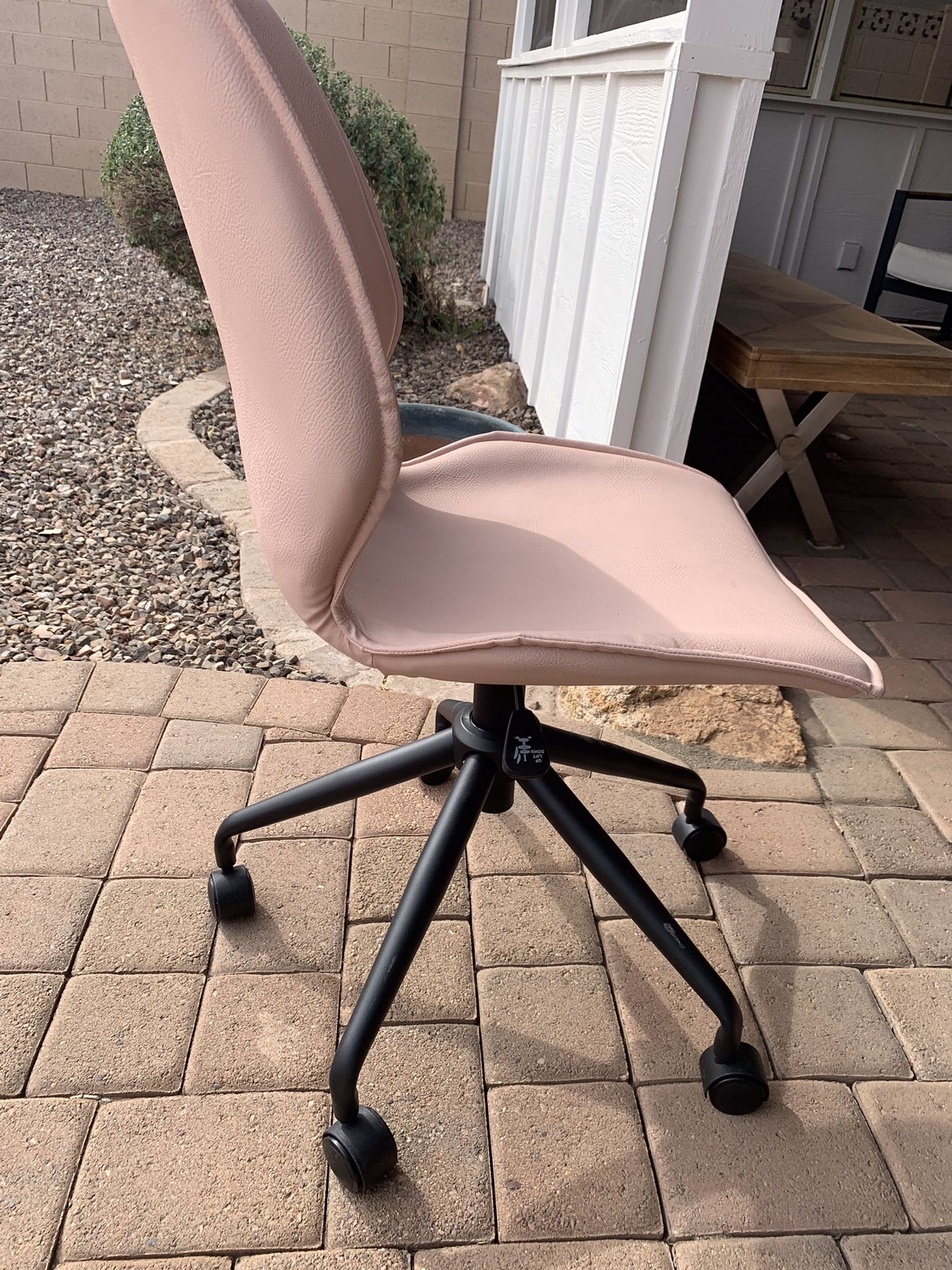 Rolling Office Chair - Pink Vegan Leather