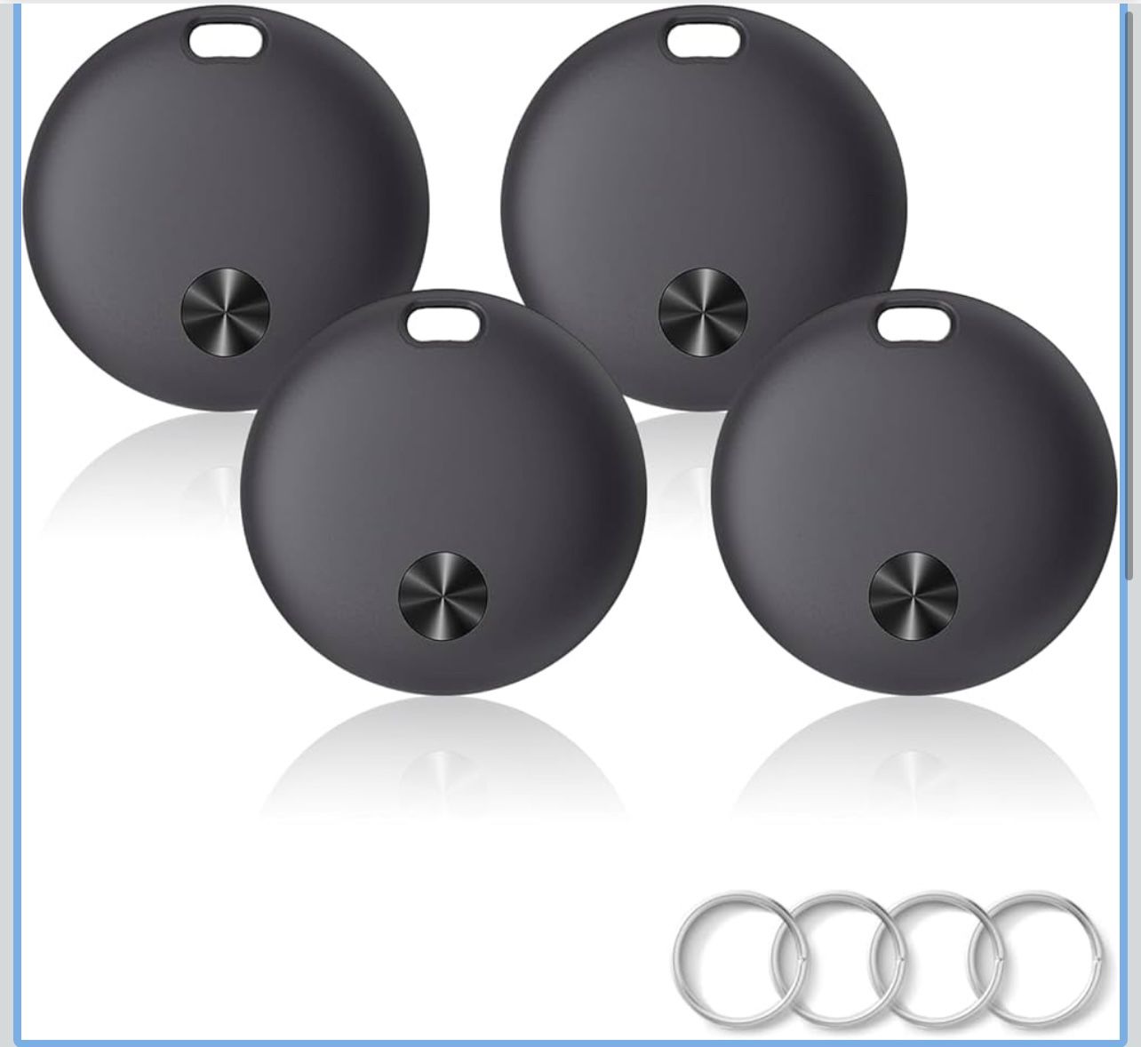 Air Tracker Tags- 4 Pack, New Bluetooth Tracker Works with Apple Find My APP (iOS Only), 92 dB Sound,Replaceable Battery, Smart Tag with Keychain, Key